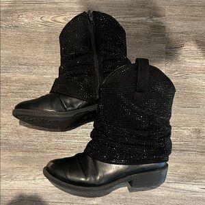 Steve Madden Lassy Little Girl Black Sparkle Ankle Boots Size Kids 13
